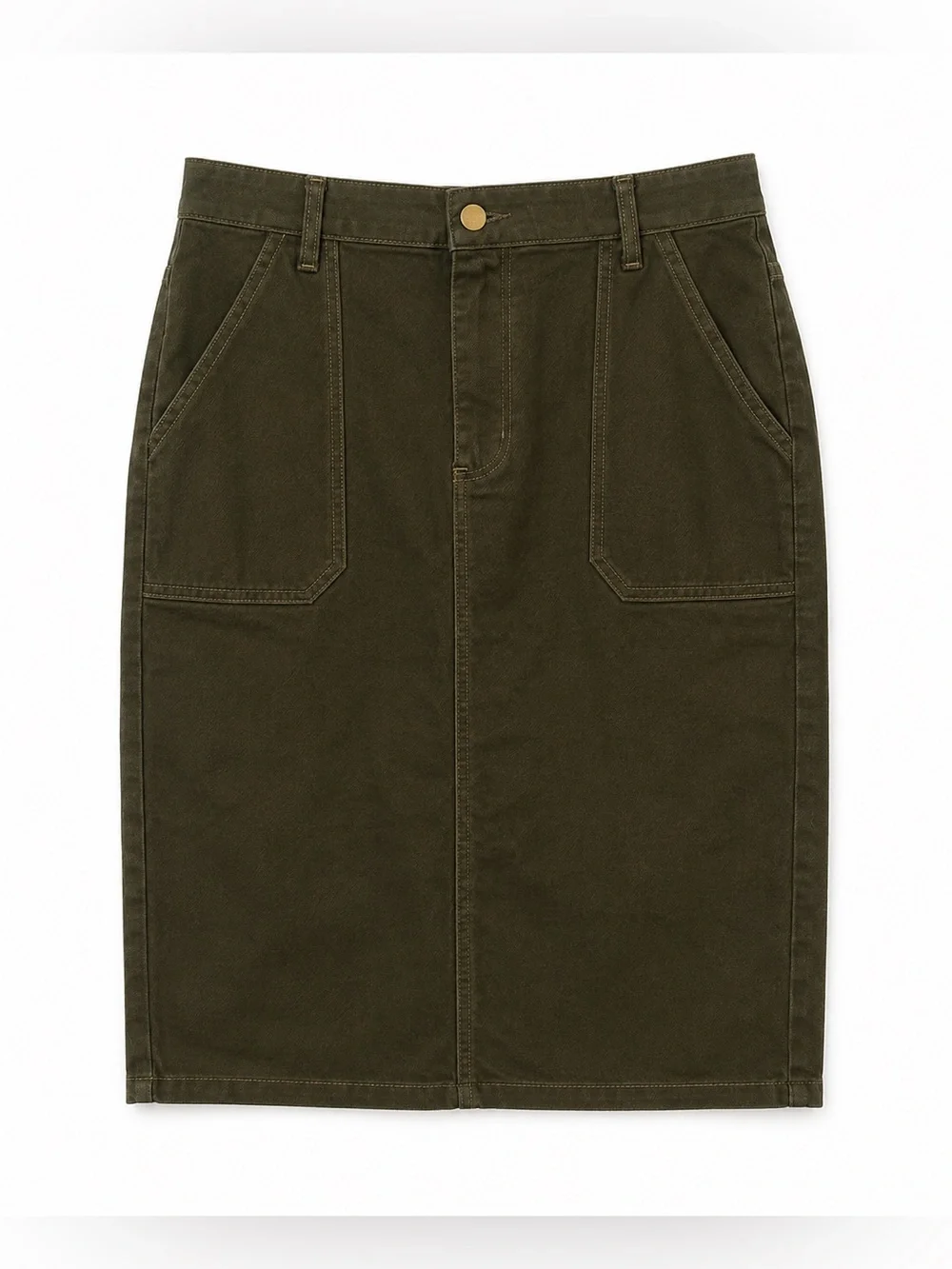 Stretchy denim pencil skirt